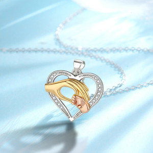 S925 silver hand in hand love necklace collarbone chain