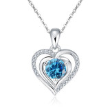 S925 Silver Ocean Heart Love Necklace Pure Silver Pendant Clavicle Chain