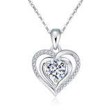 S925 Silver Ocean Heart Love Necklace Pure Silver Pendant Clavicle Chain
