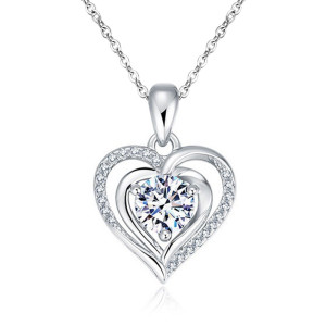 S925 Silver Ocean Heart Love Necklace Pure Silver Pendant Clavicle Chain