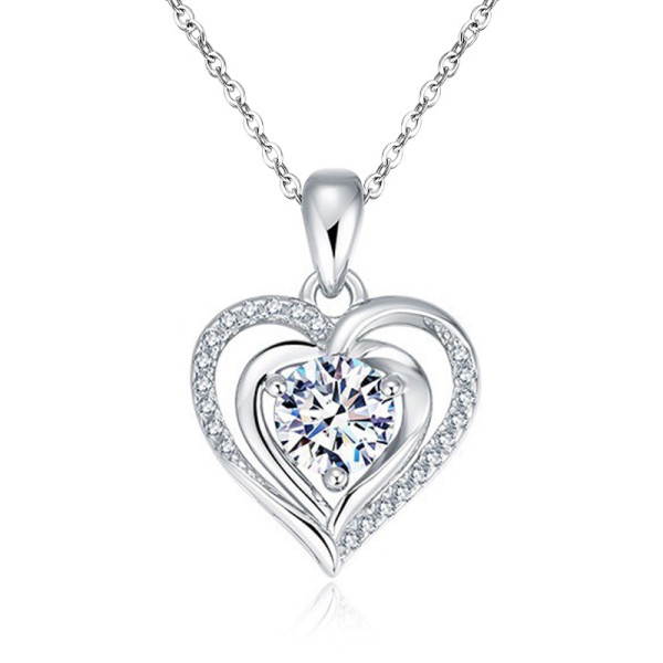 S925 Silver Ocean Heart Love Necklace Pure Silver Pendant Clavicle Chain