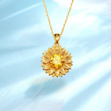 S925 silver sunflower pure silver necklace forest pendant necklace collarbone chain