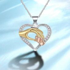 S925 silver hand in hand love necklace collarbone chain