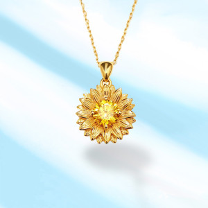 S925 silver sunflower pure silver necklace forest pendant necklace collarbone chain