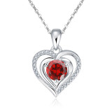 S925 Silver Ocean Heart Love Necklace Pure Silver Pendant Clavicle Chain