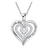 925 silver letter heart-shaped pendant gift with diamond studded collarbone chain Valentine's Day