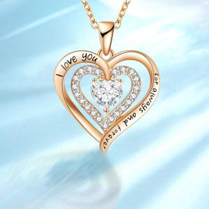 925 silver letter heart-shaped pendant gift with diamond studded collarbone chain Valentine's Day