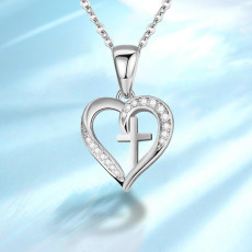 S925 sterling silver cross necklace pendant