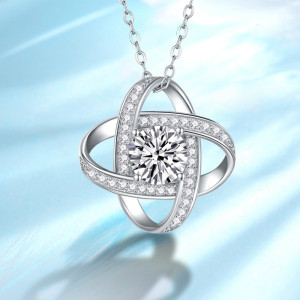 S925 Lucky Clover Eternal Star Necklace Female Rotating Full Diamond Pendant