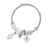 Stainless steel wire bracelet DIY bead crystal dragonfly pendant with adjustable opening