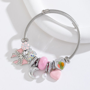 Beaded Bracelet Pendant Bow Love Full Diamond Pearl Moon Bracelet