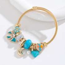 Adjustable stainless steel bracelet for women, crystal butterfly heart-shaped bead bracelet