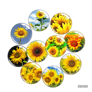 20MM 10pcs/lot sunflower glass snap button charms