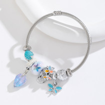 Stainless steel wire bracelet DIY bead crystal dragonfly pendant with adjustable opening