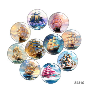 20MM 10pcs/lot sailboat glass snap button charms