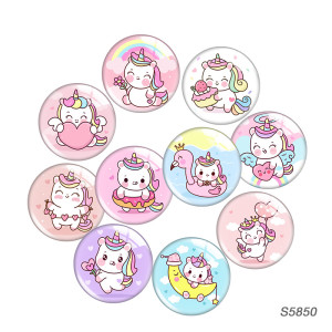 20MM 10pcs/lot Cartoon cat glass snap button charms