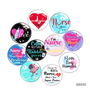 20MM 10pcs/lot Nurse LOVE glass snap button charms