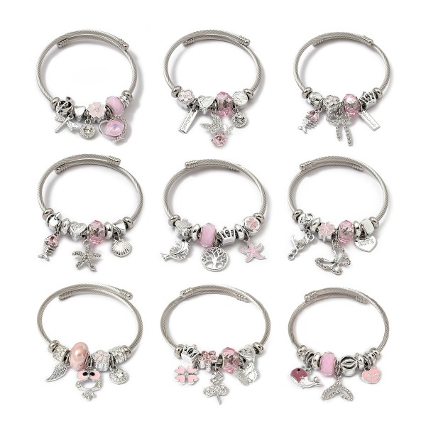 Pink Stainless Steel bangle  Summer Style Bracelet