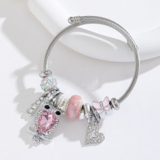 Stainless Steel Adjustable Bracelet DIY Pendant Love Owl Bracelet