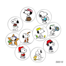 20MM 10pcs/lot Cartoon dog glass snap button charms