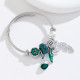 Opening Bracelet Women's Stainless Steel Beaded Crystal Pearl Goose Leaf Pendant Bracelet