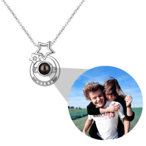 100 language memory projection necklace pentagram necklace pendant
