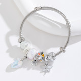 Stainless steel wire bracelet DIY bead crystal dragonfly pendant with adjustable opening