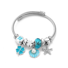Stainless steel open bracelet starfish shell bracelet