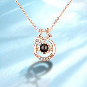 100 language memory projection necklace pentagram necklace pendant