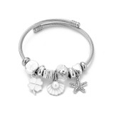 Stainless steel open bracelet starfish shell bracelet