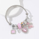 Beaded Love Flower Pendant DIY Open Bracelet Versatile Stainless Steel Adjustable Bracelet