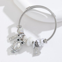 Stainless Steel Adjustable Bracelet DIY Pendant Love Owl Bracelet