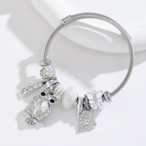 Stainless Steel Adjustable Bracelet DIY Pendant Love Owl Bracelet
