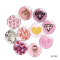 20MM 10pcs/lot pink diamond glass snap button charms