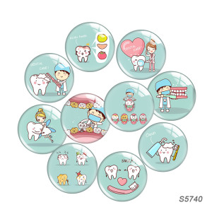 20MM 10pcs/lot Cartoon Dental Dentist glass snap button charms