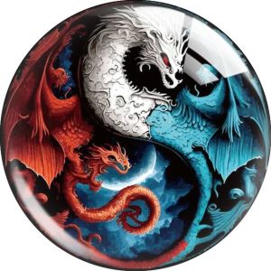 20MM 10pcs/lot animal yin and yang glass snap button charms