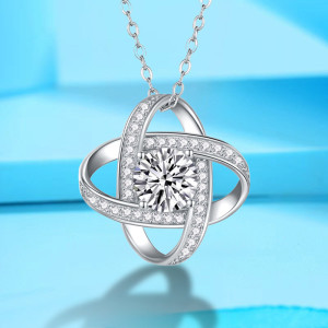 S925 Lucky Clover Eternal Star Necklace Female Rotating Full Diamond Pendant