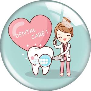 20MM 10pcs/lot Cartoon Dental Dentist glass snap button charms