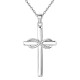S925 pure silver 8-shaped smooth cross pendant necklace with diamond inlaid zircon collarbone chain