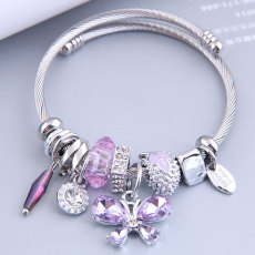 Stainless steel open bracelet, butterfly crystal tassel bracelet, crystal bead bead bead bracelet, string bracelet, and jewelry