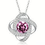 925 silver zircon clover necklace with full diamond clover pendant birthstone necklace