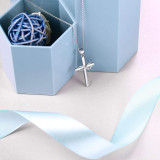 S925 pure silver 8-shaped smooth cross pendant necklace with diamond inlaid zircon collarbone chain