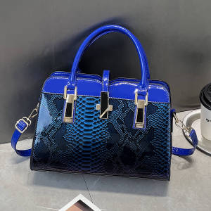 Large bag texture shiny leather snake print large capacity middle-aged women's handheld bag