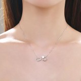 Women's Gold Heart Lucky 8 Diamond Love Pendant Necklace Jewelry