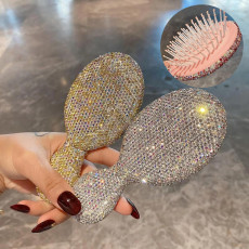Rhinestone Anti static straight hair airbag comb, women's diamond inlaid mini portable comb, household head massage comb
