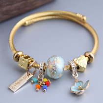 Beaded Love Gemstone Stainless Steel Adjustable Bracelet Crystal Bracelet Flower Bracelet