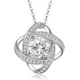 925 silver zircon clover necklace with full diamond clover pendant birthstone necklace