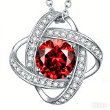 925 silver zircon clover necklace with full diamond clover pendant birthstone necklace