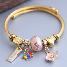 Beaded Love Gemstone Stainless Steel Adjustable Bracelet Crystal Bracelet Flower Bracelet