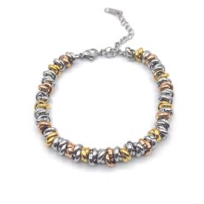 Titanium steel bracelet with circular rings, bead rings, interlocking rings, and non fading jewelry